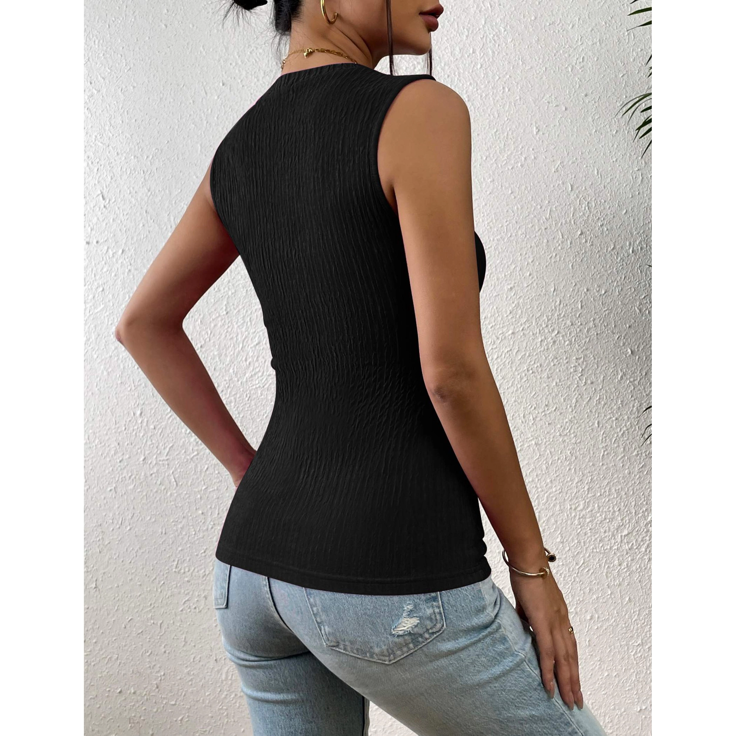 Zeagoo Women's High Neck Slim Fit Ribbed Sleeveless Tank Top