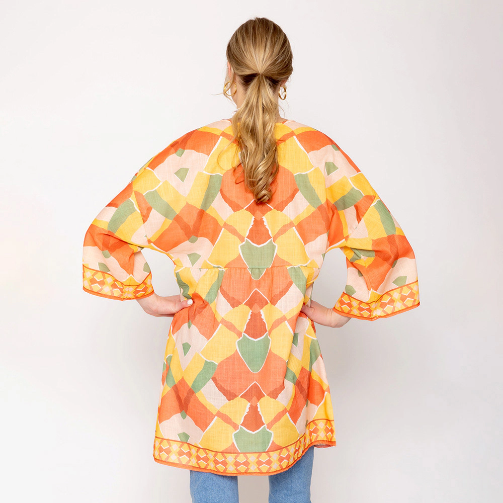 TRUEDAMES Women Geometric Print Cover Up Poncho