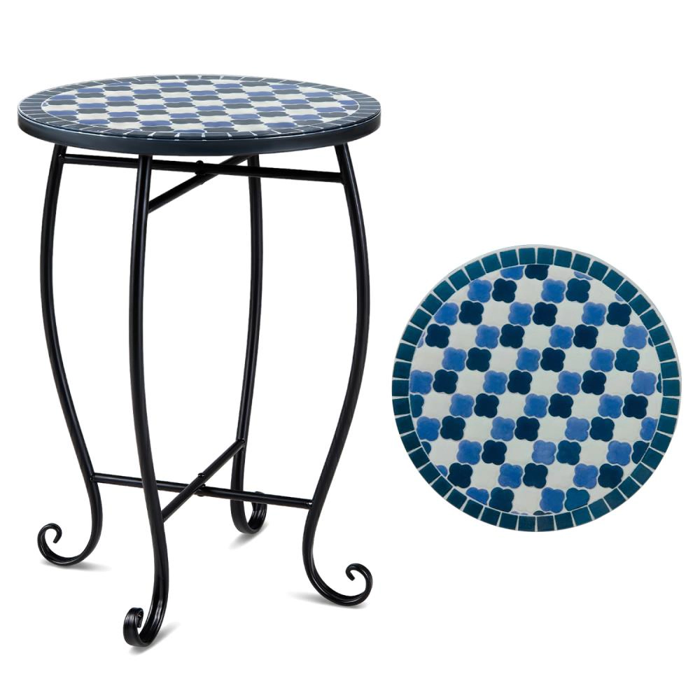 Hivvago 14" Mosaic Patio Accent Coffee End Table