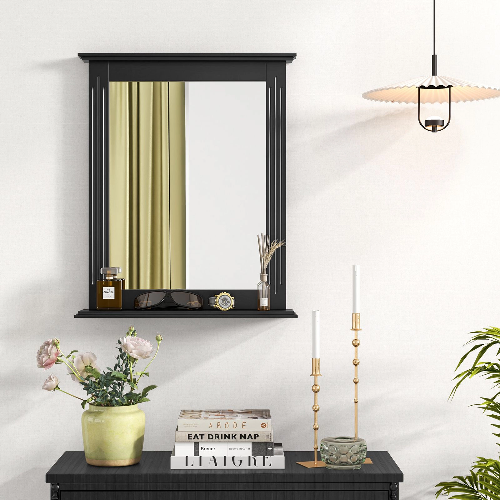 SlickBlue 22.5 Inch Bathroom Mirror with Shelf, Wall Mounted