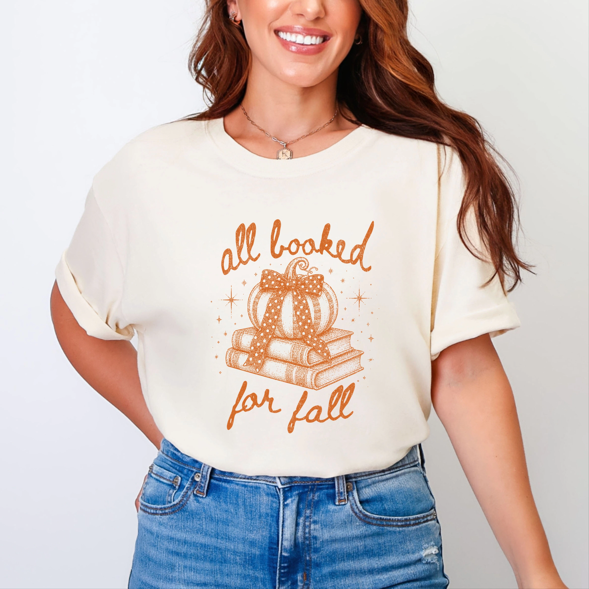 Simply Sage Market - Women's Garment Dyed Graphic T-Shirt All Booked for fall Sparkles