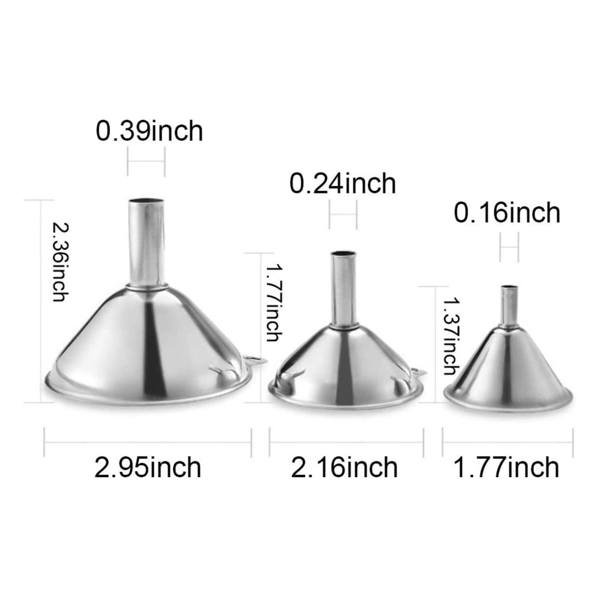 Stock Preferred Pack of 3 Stainless Steel Funnel Set Food Grade Kitchen Funnels for Bottles