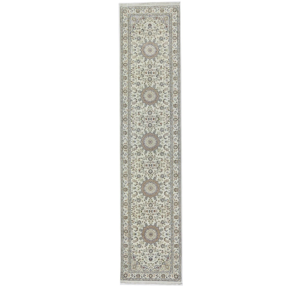 Magic Rugs 2'10 x 12'6 Hand Knotted Floral Indo-Nain Wool Runner Rug