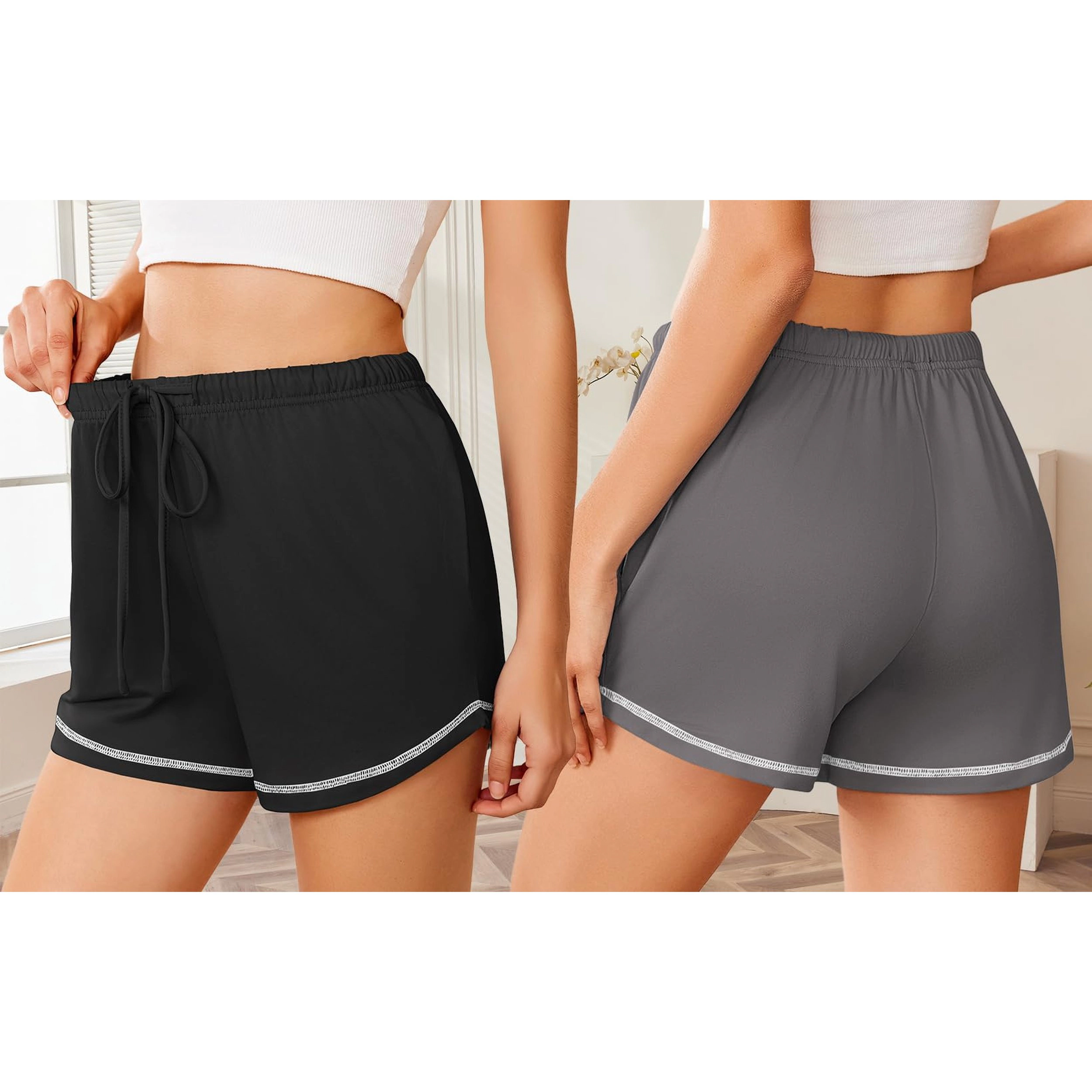 Ekouaer Women's Drawstring Elastic Waist Lounge Shorts with Pockets