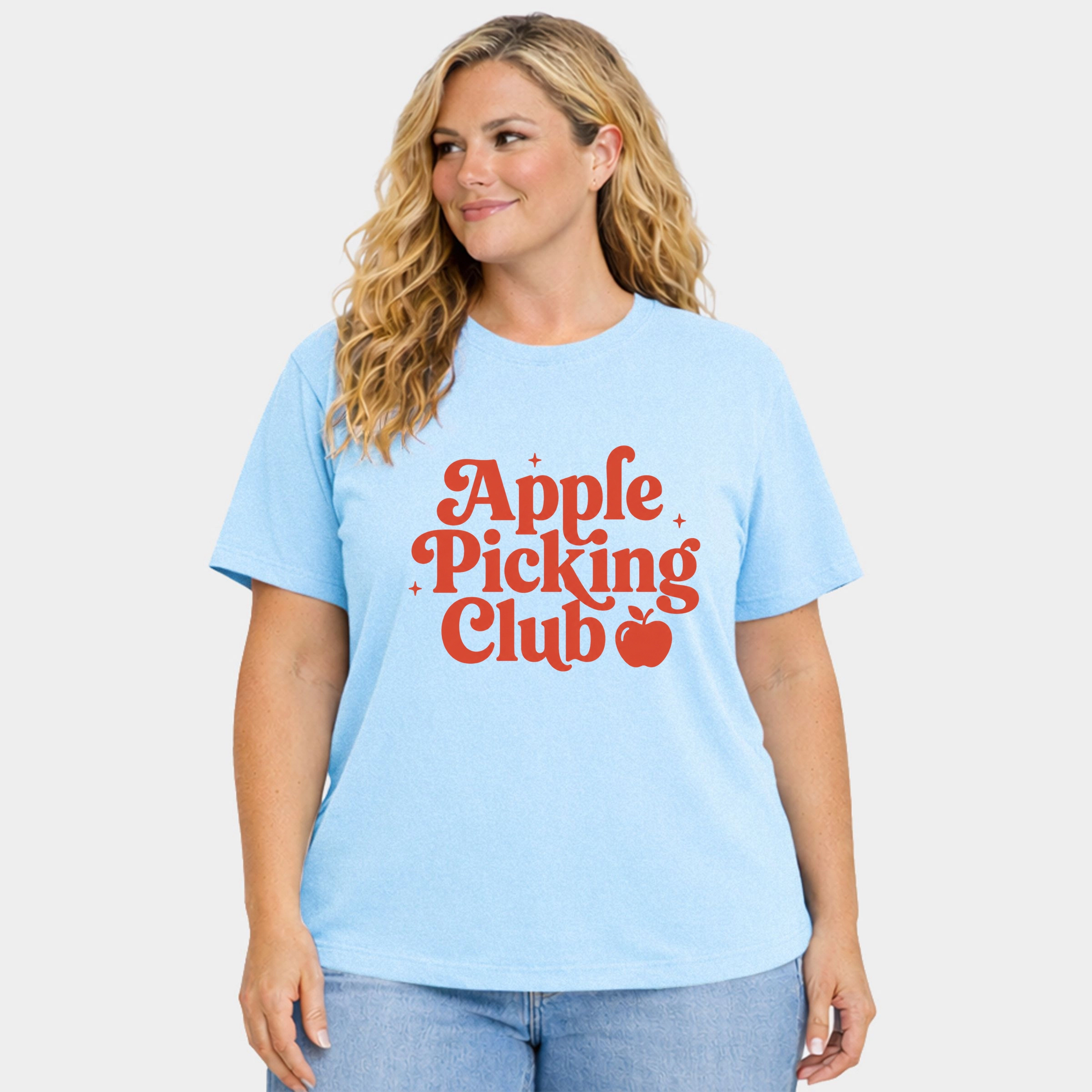 Simply Sage Market - Women's Plus Sized Garment Dyed Graphic T-Shirt Apple Picking Club Stars