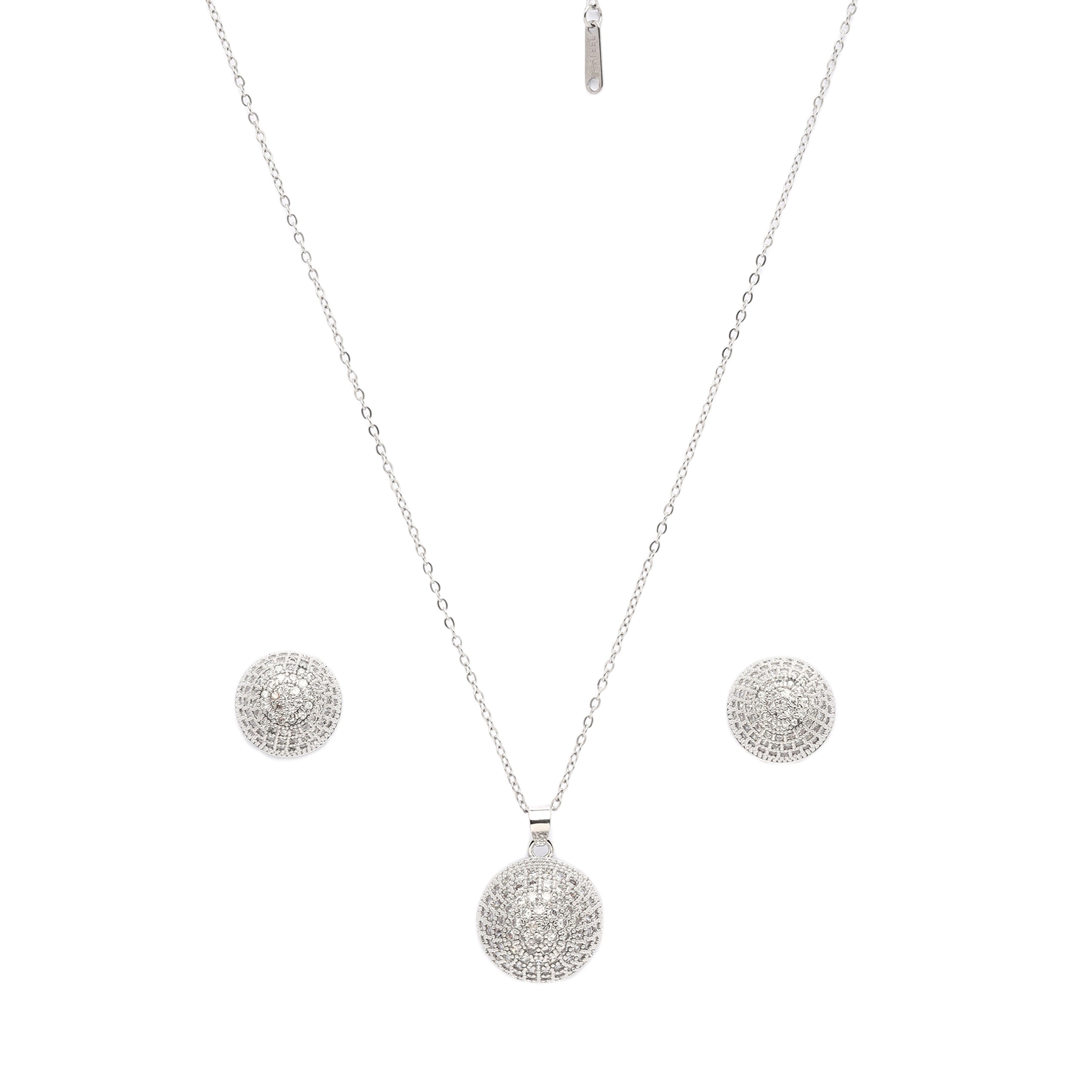 AGP PARIS Sparkling Sphere Stud Womens Necklace and Earrings Set