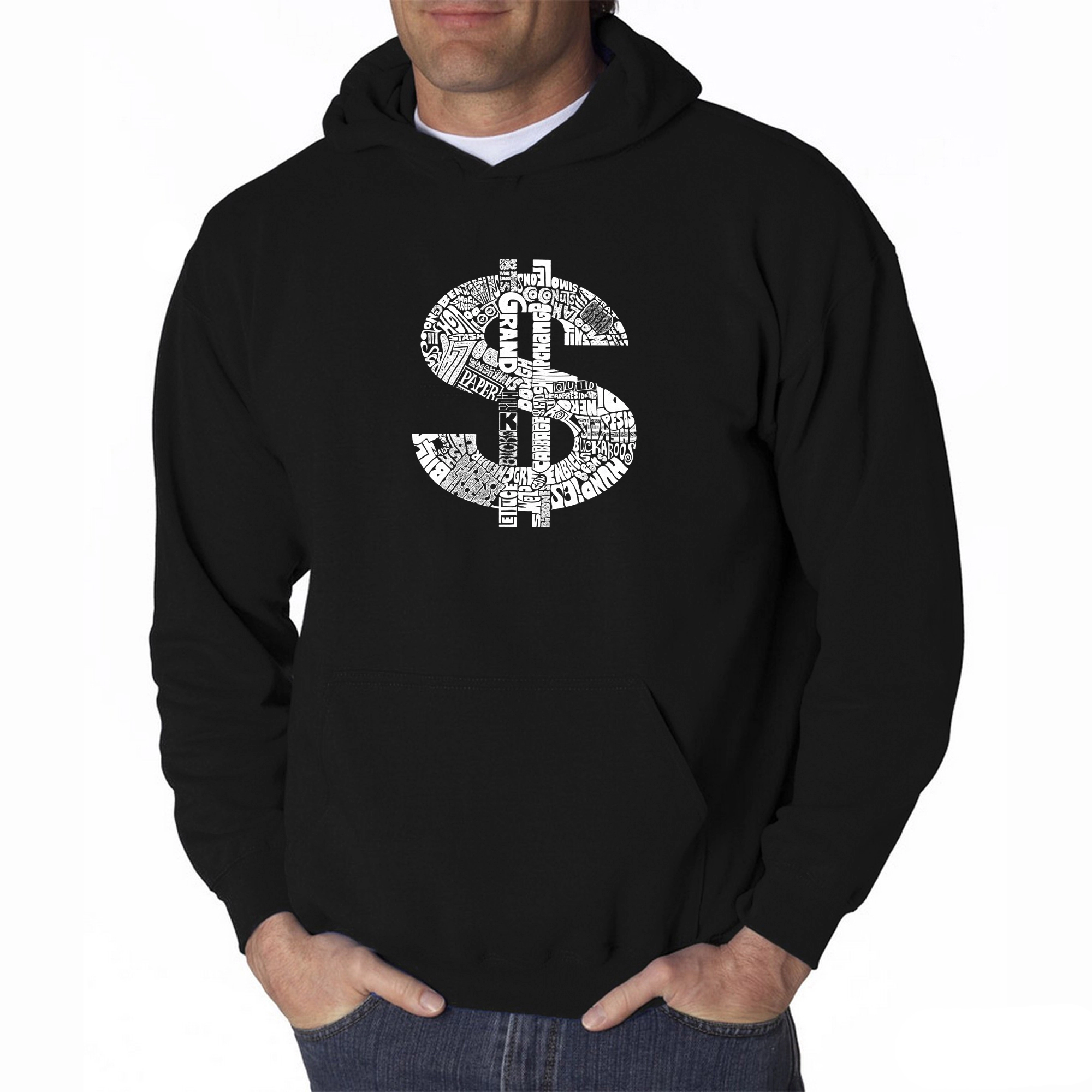 LA Pop Art Dollar Sign - Men's Word Hooded Sweatshirt