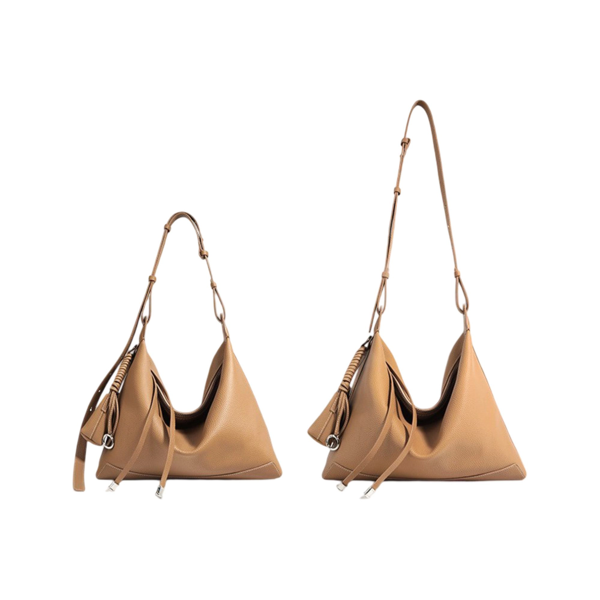 Alilang Women's Slouchy Leather Hobo Shoulder Bag with Adjustable Strap Tassel Accent and Zip Closure