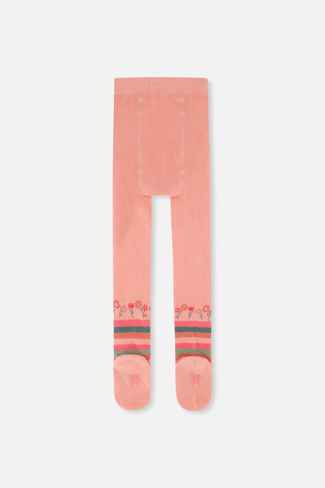 Deux par Girls Striped Floral Detail Knit Tights