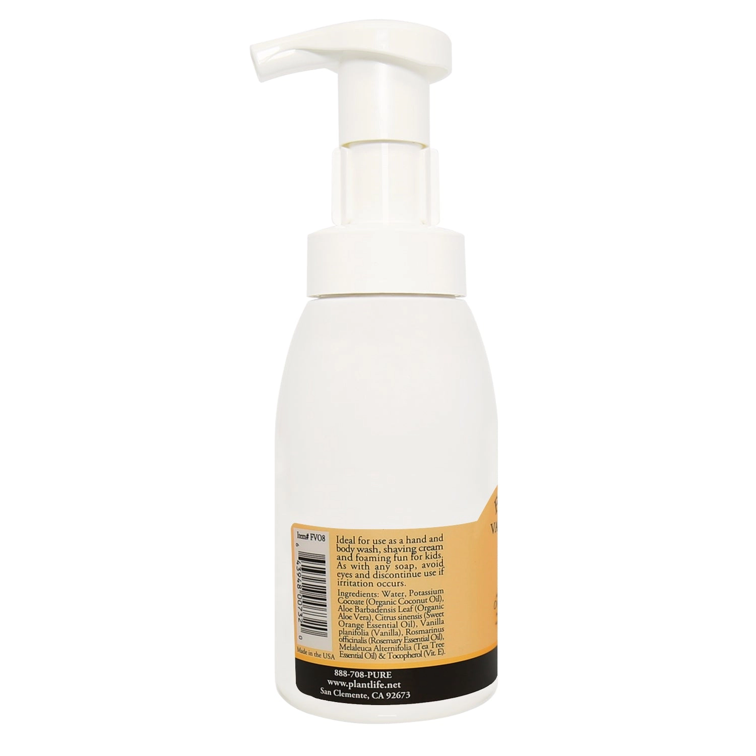 Plantlife Vanilla Orange Hand & Body Foam Soap