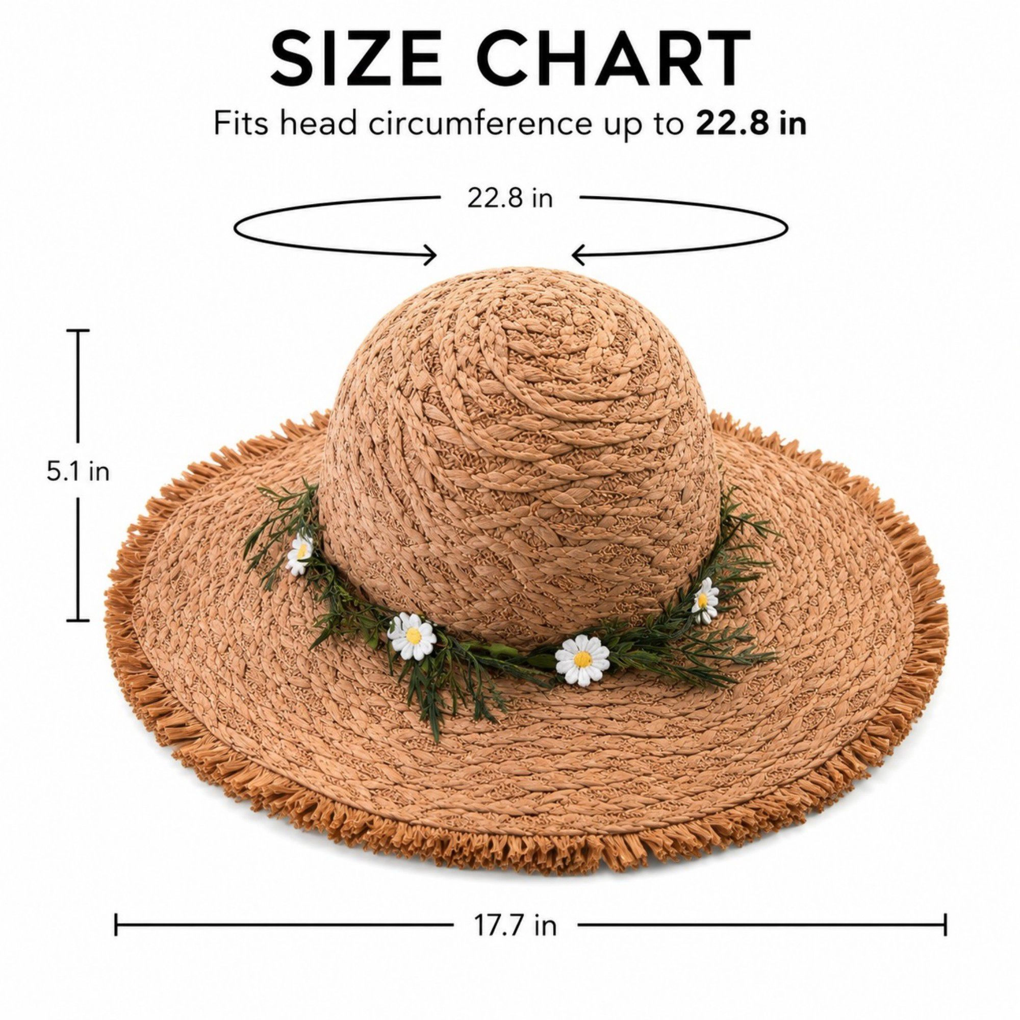 Anna-Kaci Women's Summer Sun Hat for Women - Straw Beach with Floral Embellishment