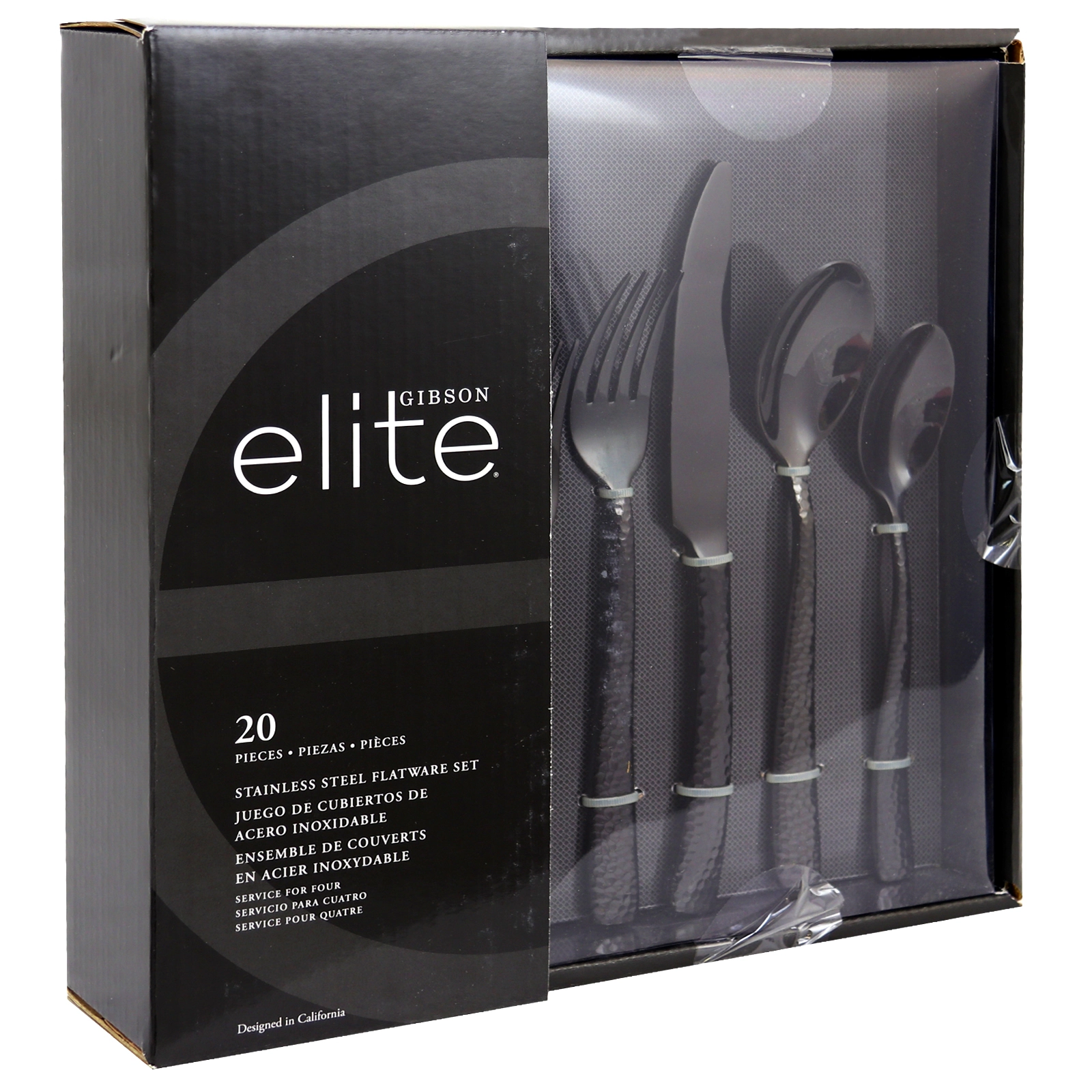 Gibson Elite Stonehenge 20 Piece Flatware Set in Rose Gold