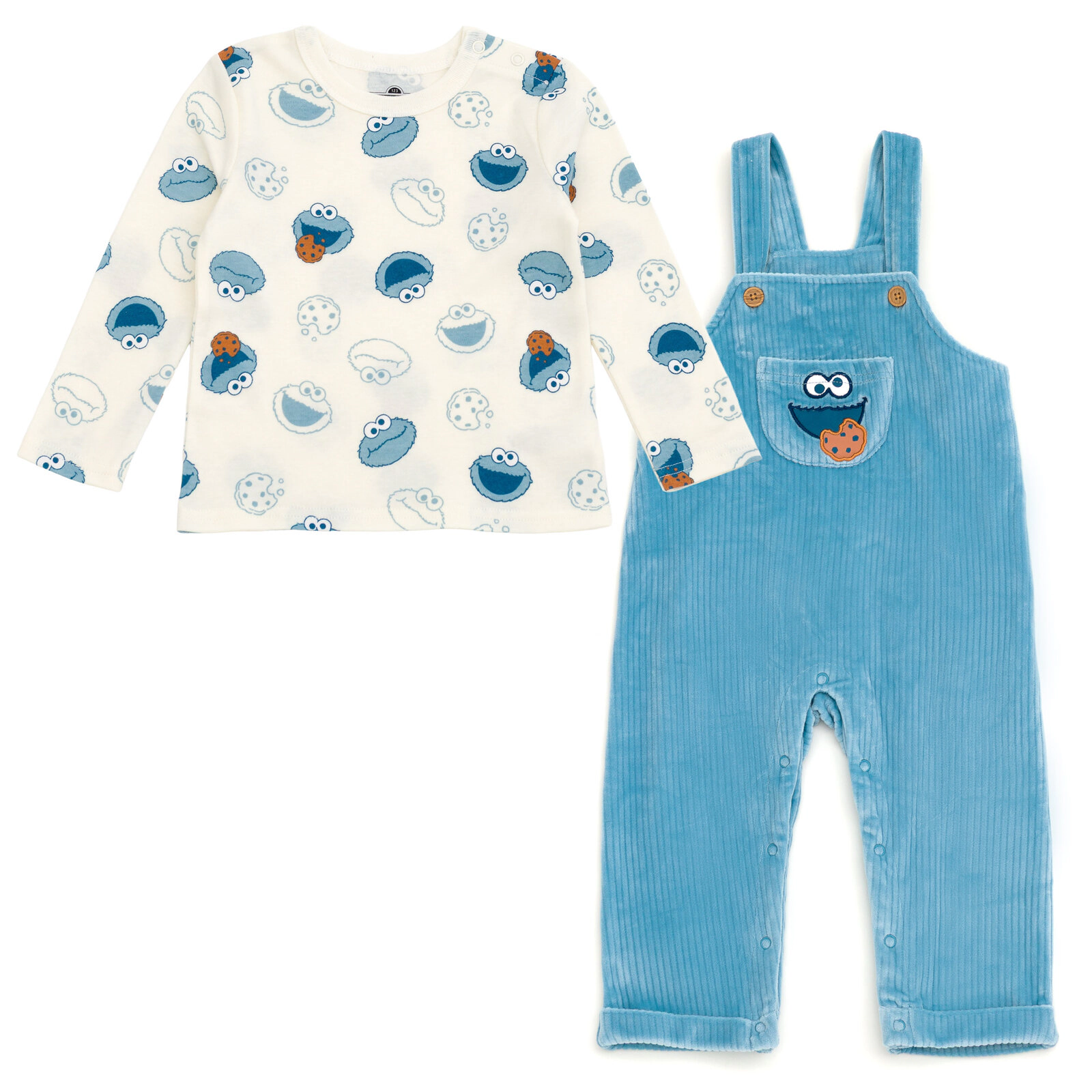 Sesame Street Cookie Monster Baby Boys' 2-Piece Overalls and Tee Set