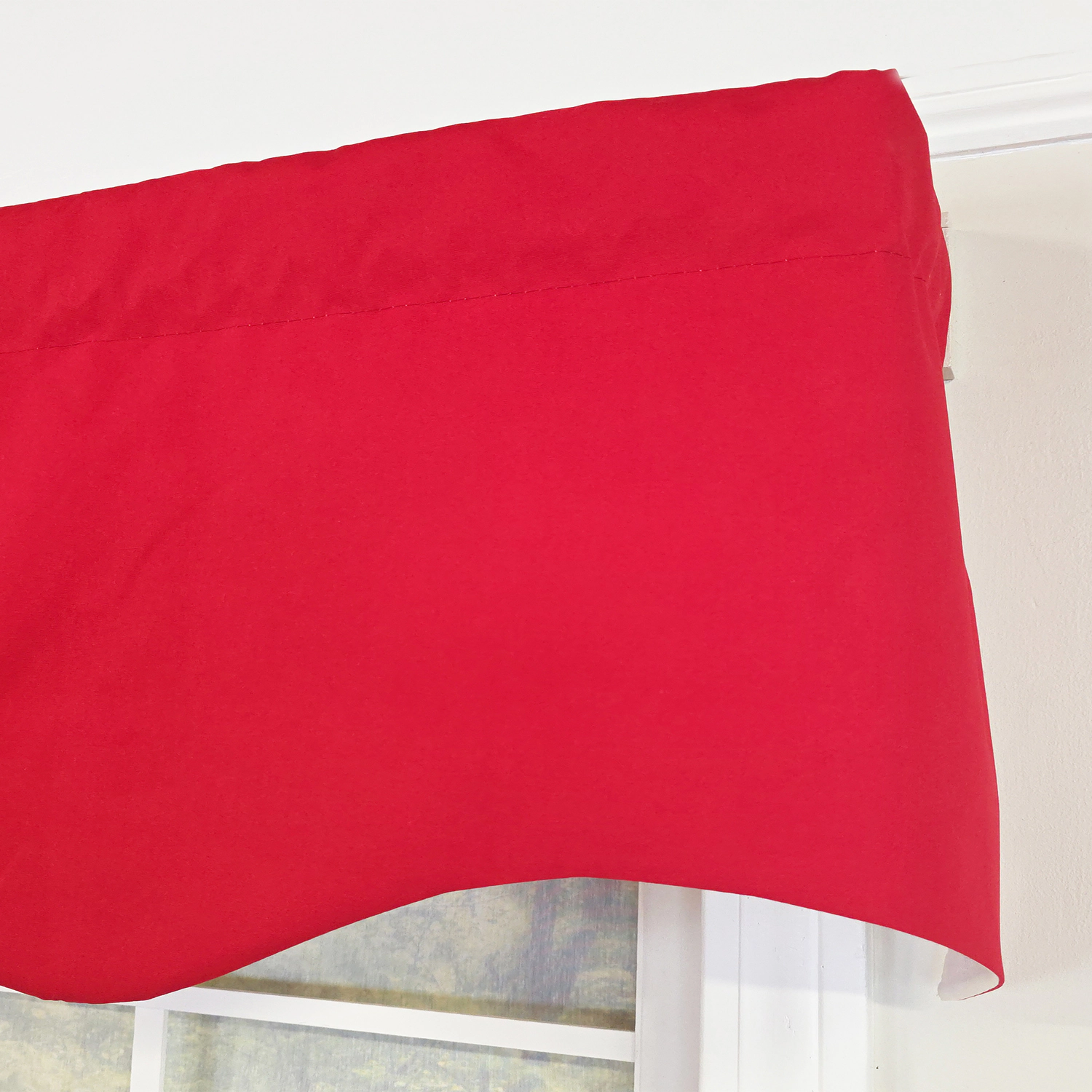 RLF Home 100% Cotton Pure Solid Regal Lined Window Valance 50 x 17 Lip Stick Red