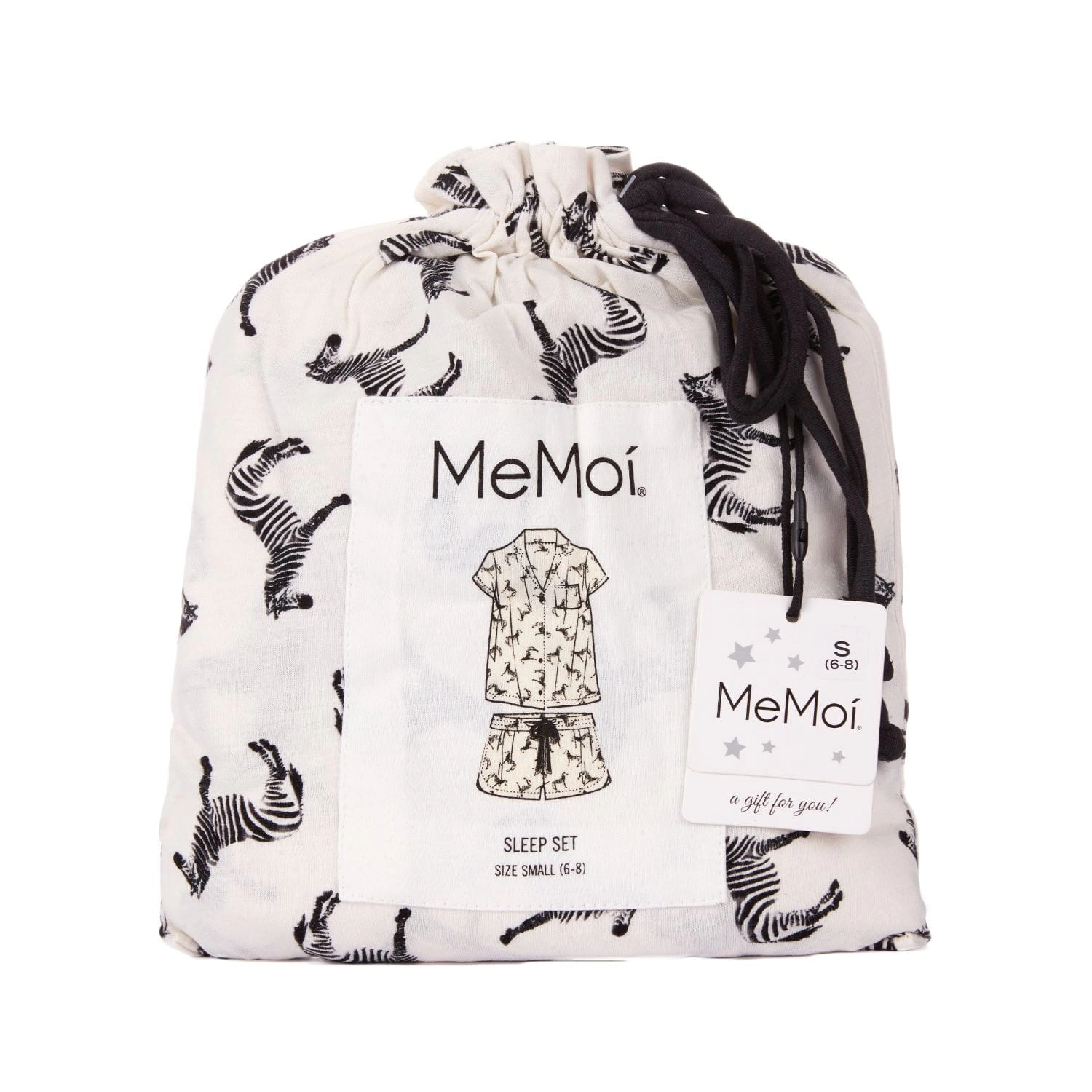 MeMoi Women's Zebra Notch Collar Cotton Blend Pajama Set