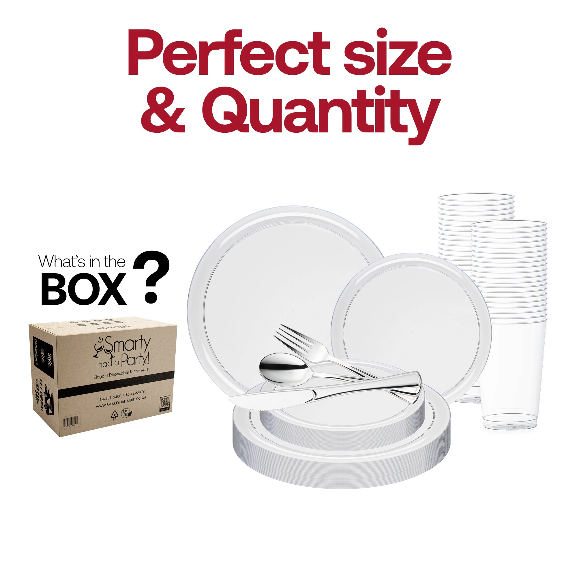 Smarty Had A Party Clear Flat Round Disposable Plastic Wedding Value Set