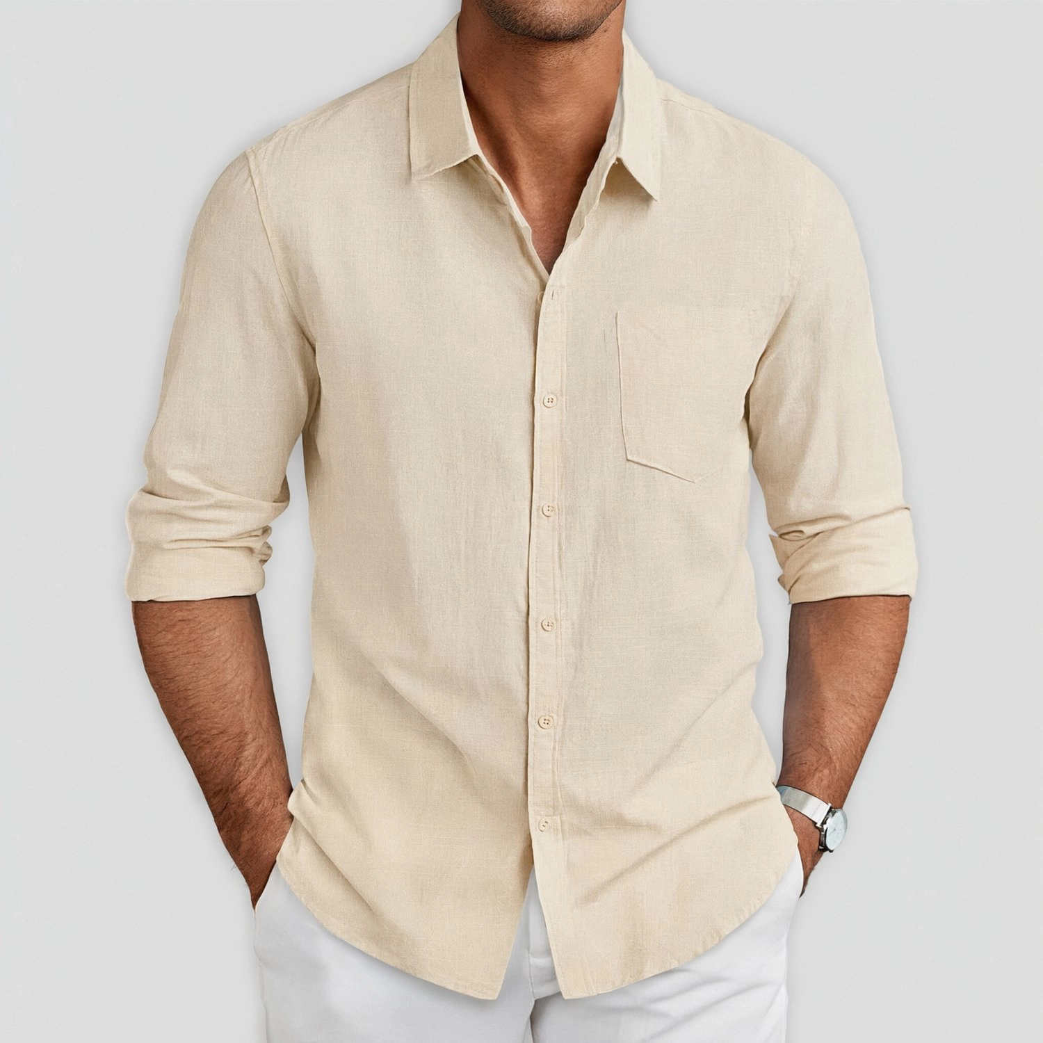 COOFANDY Mens Casual Long Sleeve Button Down Shirt V Neck Pocket  Dressy Tops