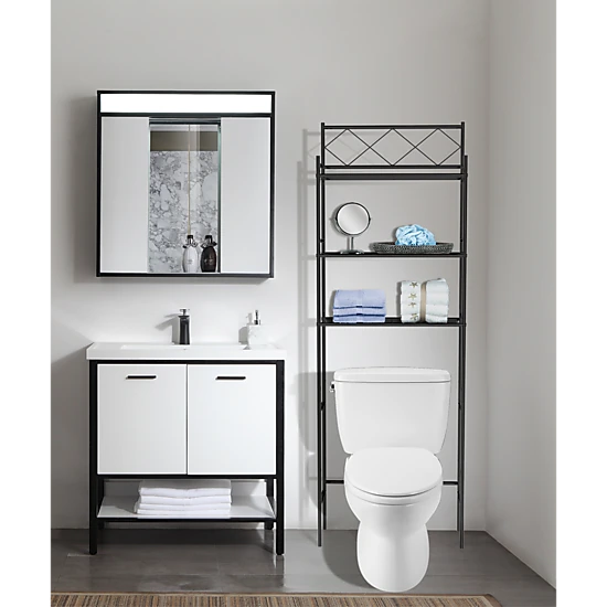 J&V TEXTILES 3-Shelf Metal Bathroom Organizer Over The Toilet, Bathroom Space Saver