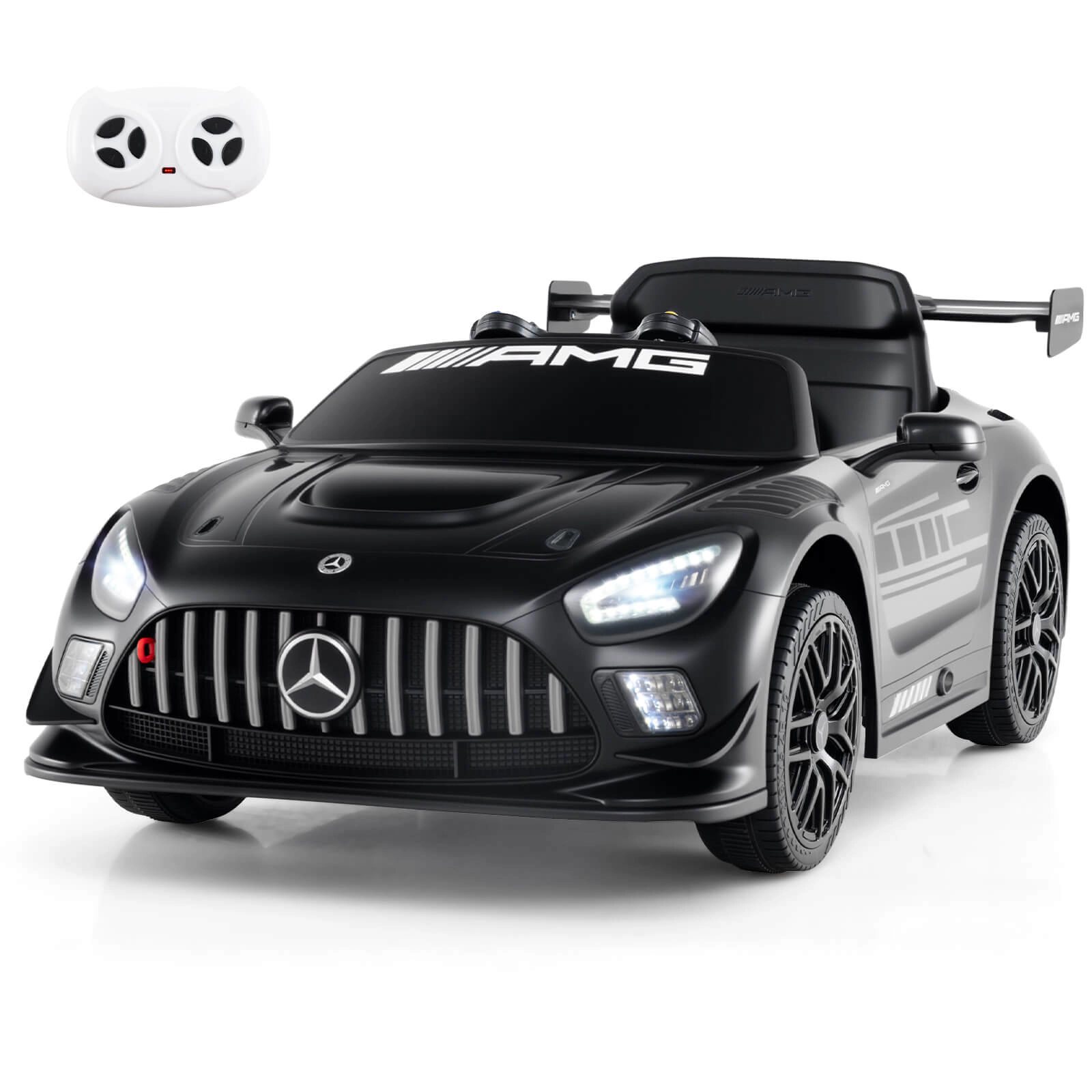 Costway Ride on Car Licensed Mercedes-AMG GT3 Kids with Remote Control 3 Speeds Black
