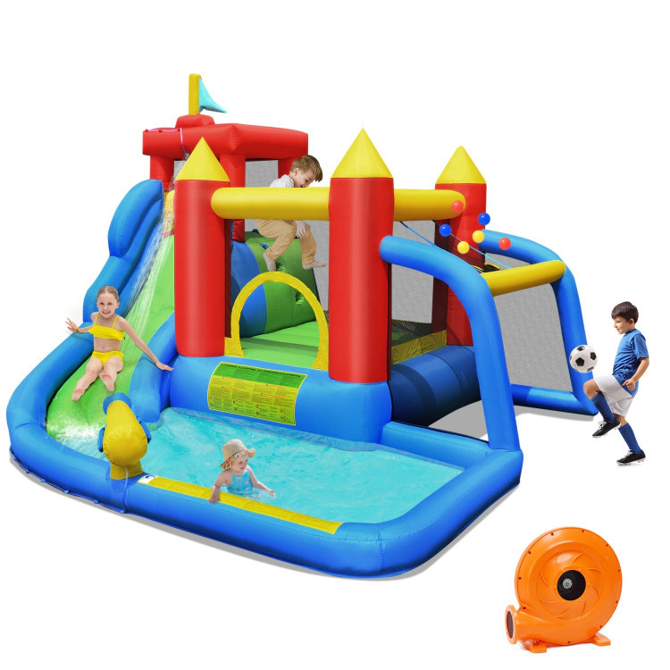 Hivvago Inflatable Bounce House Splash Pool with Water Climb Slide Blower included