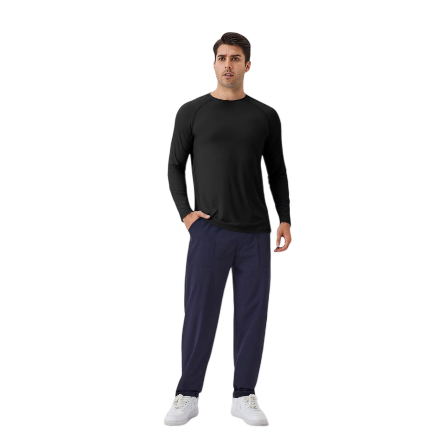 Anna-Kaci Men's Long Sleeve Performance Shirt with Raglan Sleeves and Lightweight Stretch Fabric