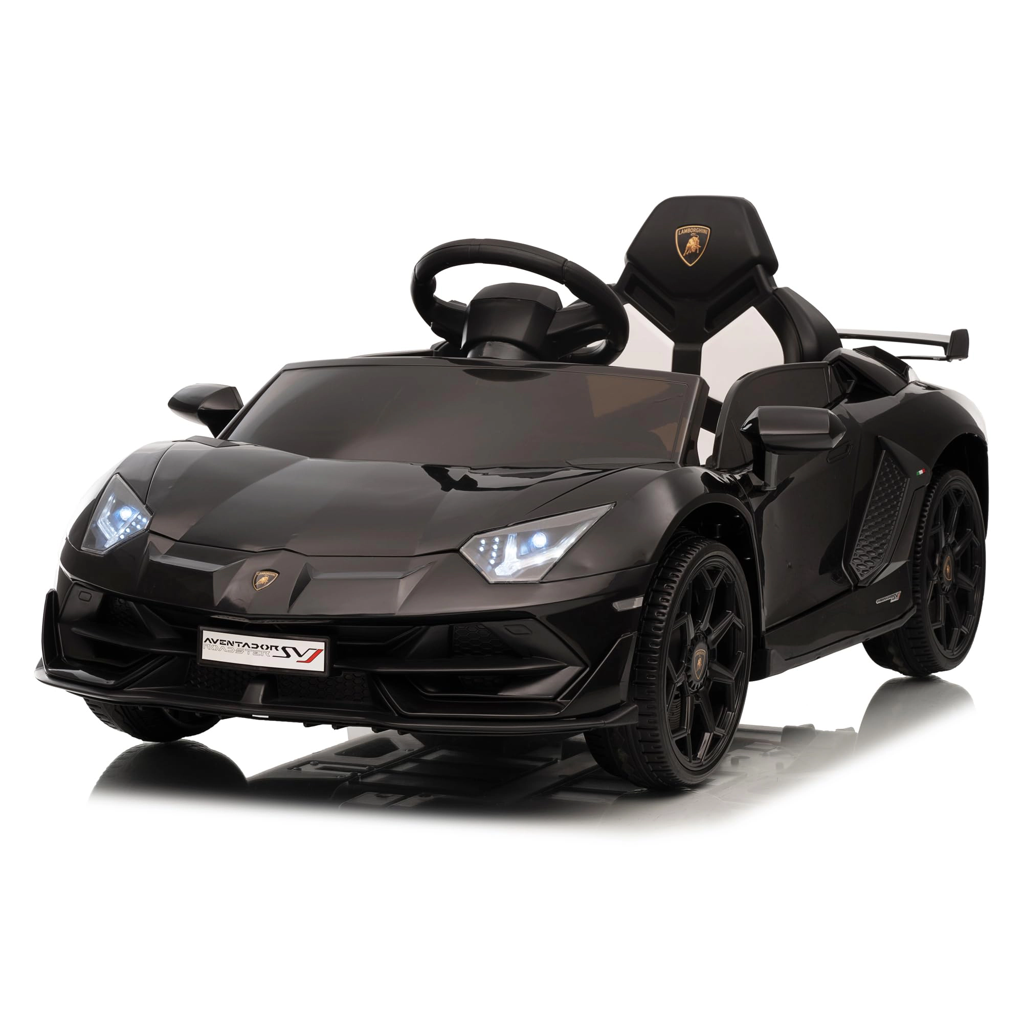 12V Licensed Lamborghini Kids Ride On Car, Battery Sports Car w/Remote, 2 Speeds, Sound, LED Headlights&Hydraulic Doors