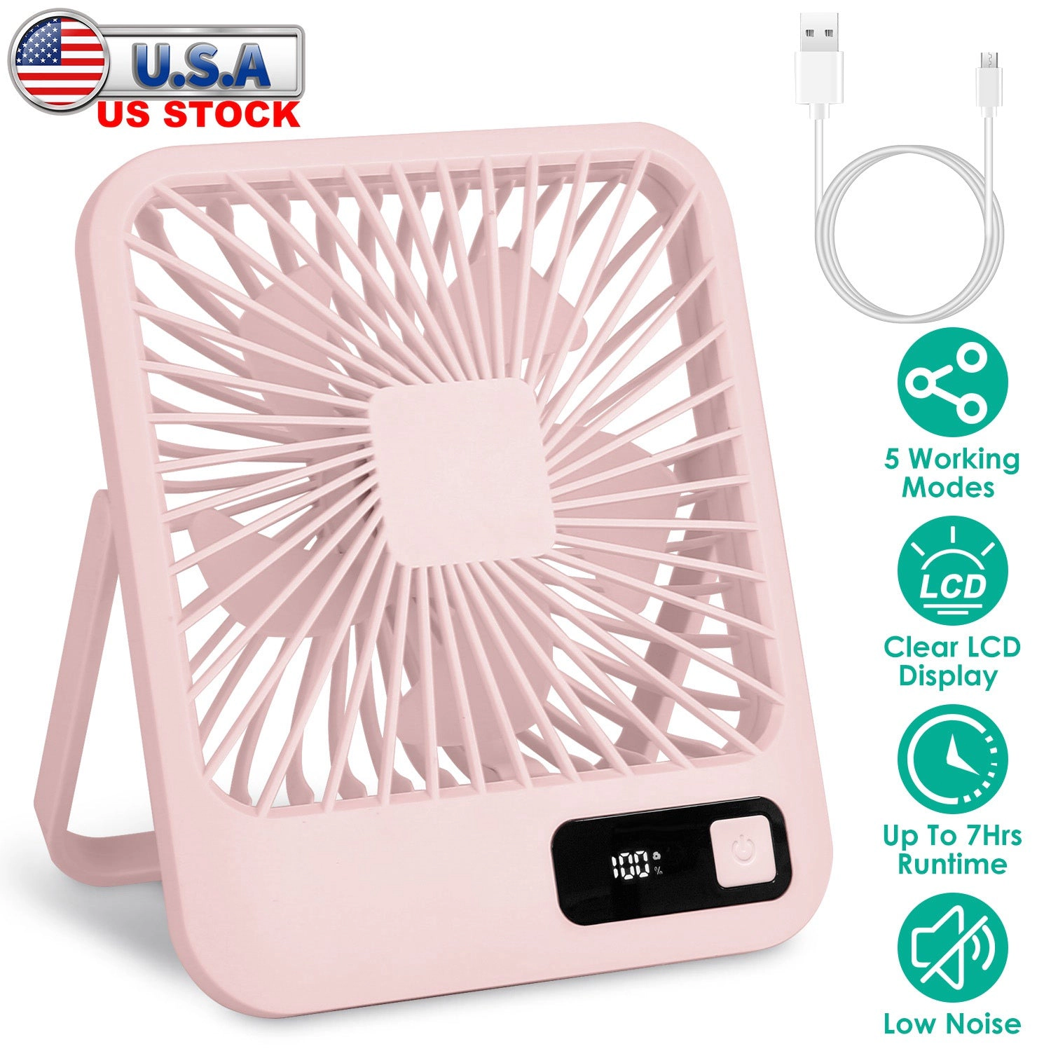 GBruno Rechargeable Desktop Cooling Fan With LCD Display