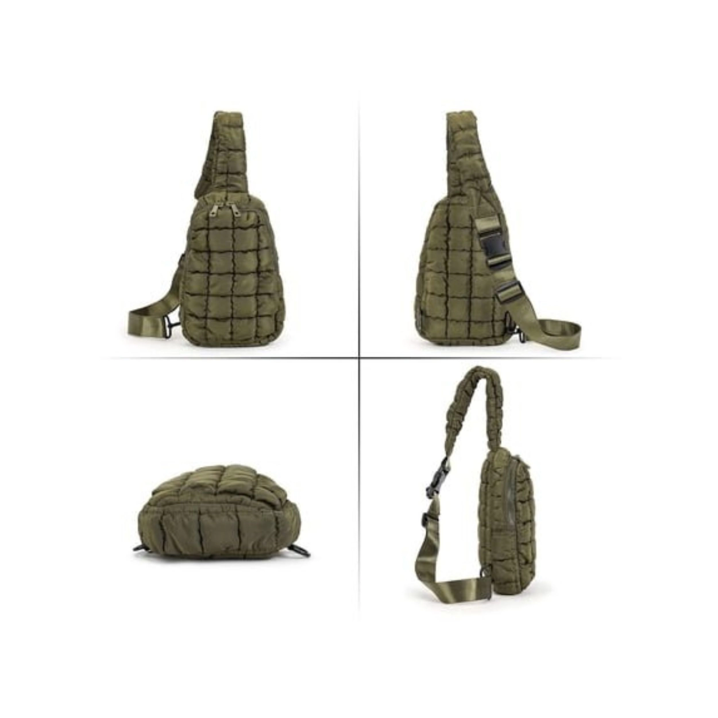 Home Collection Unisex Quilted Puffer Sling Crossbody Bag with Adjustable Strap