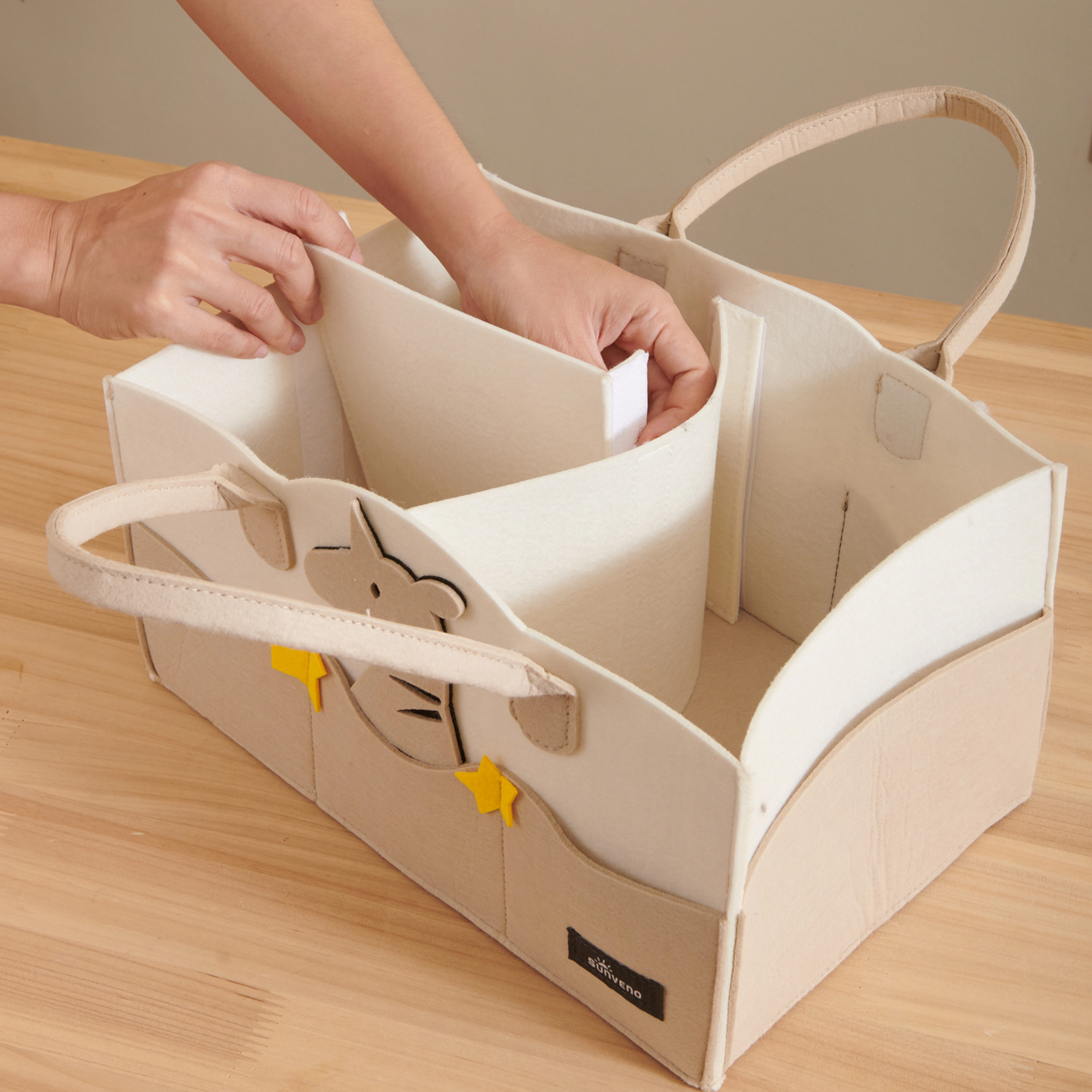 SUNVENO Foldable Nursery Diaper Caddy Organizer