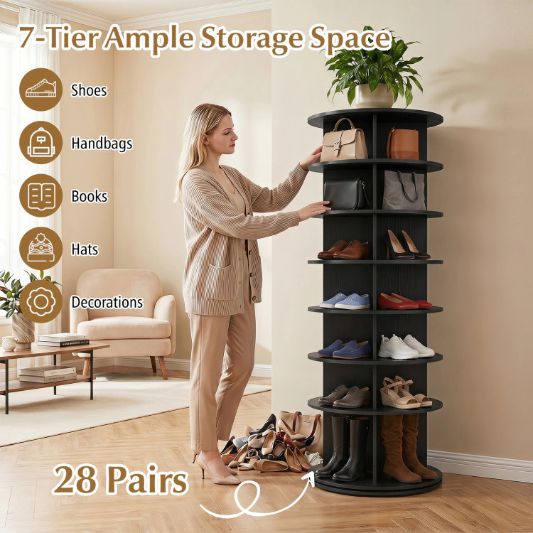 Hivvago 7-Tier Rotating Shoe Rack Tower Freestanding Spinning Organizer