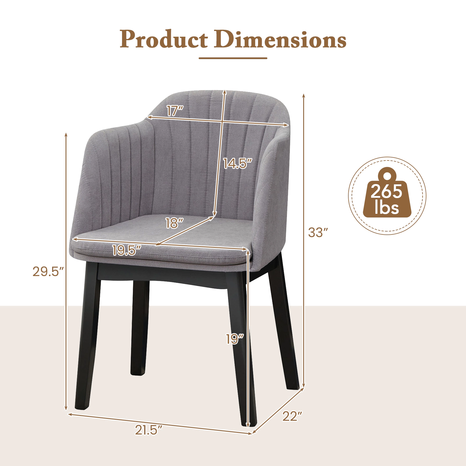 SUGIFT Upholstered Velvet Accent Modern Dining Chairs Set of 2 with Curved Backrests 33-in Tall Black and Gray