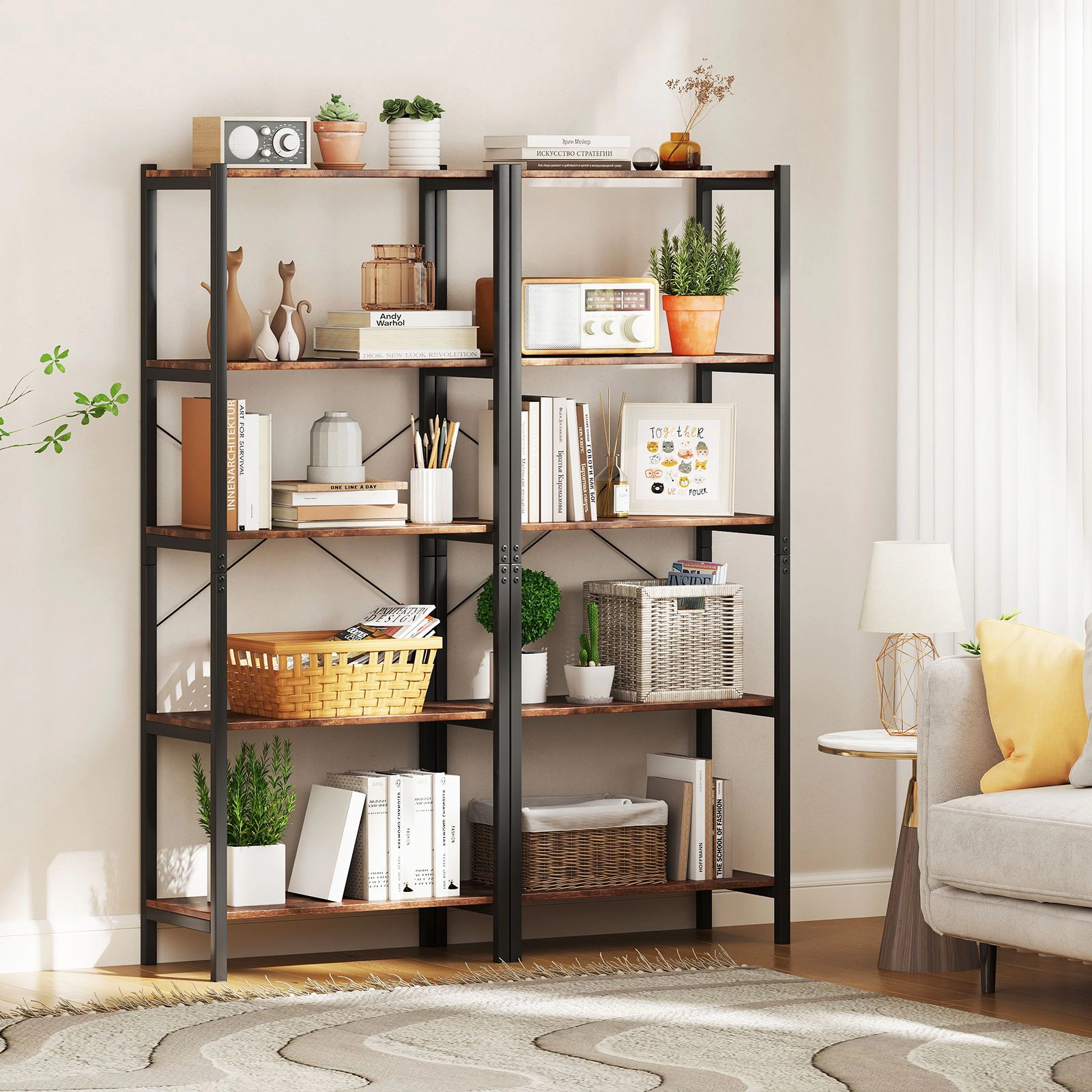 SlickBlue Modern 5-Tier Storage Shelf with X-Frame Support