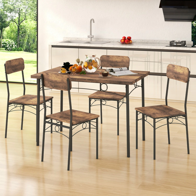 Hivvago 5-Piece Industrial Dining Table Set For 4 For Small Place Apartment