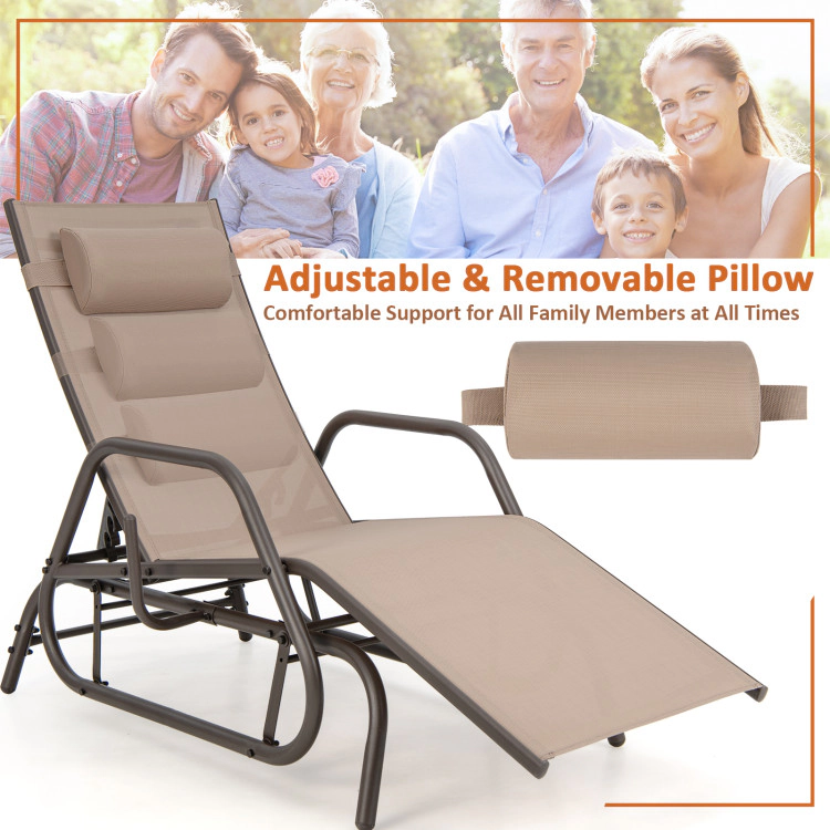Hivvago Patio Chaise Lounge Glider Chair with Armrests and Soft Cushion
