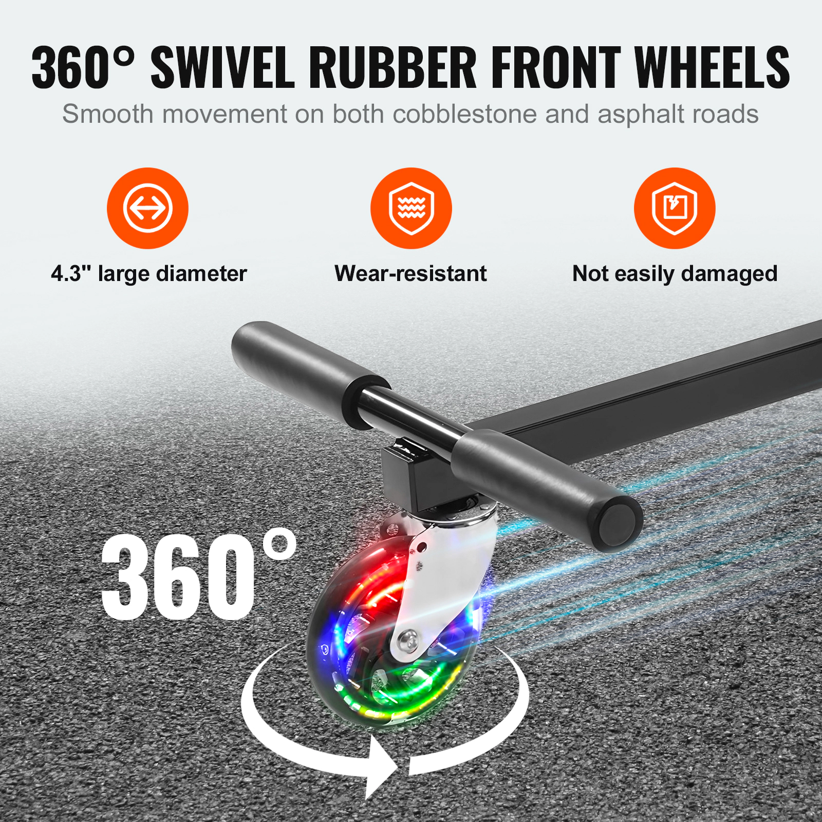 HONGGE Hoverboard Seat Attachment with LED Lights, Adjustable Frame Length, Fits 6.5" 8" 8.5" 10" Hoverboards