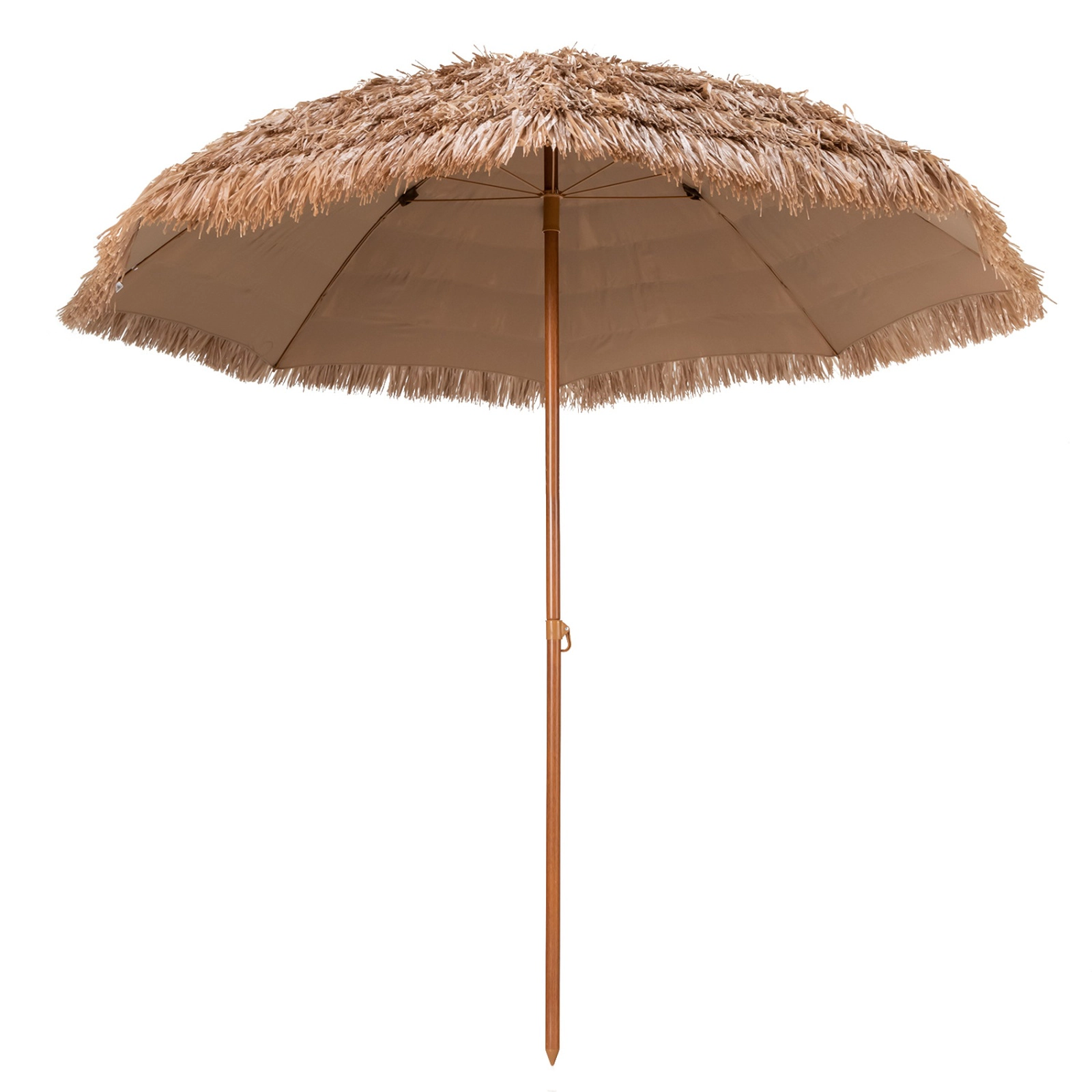 SUGIFT 8-ft Natural Thatched Tiki Hawaiian Hula Patio Beach Umbrella with 7-Layer Thatch and 8 Steel Ribs