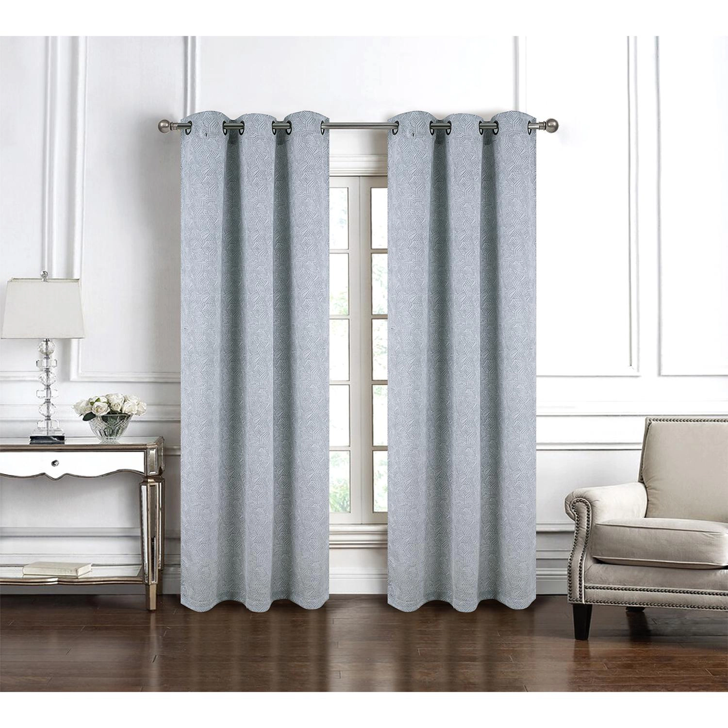 RT Designer Collection Wilton Jacquard Grommet Luxurious Modern Design Curtain Panel 54" x 84" Charcoal