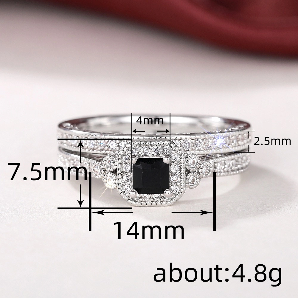 2PCS 925 Plated Silver Bridal Rings Sets