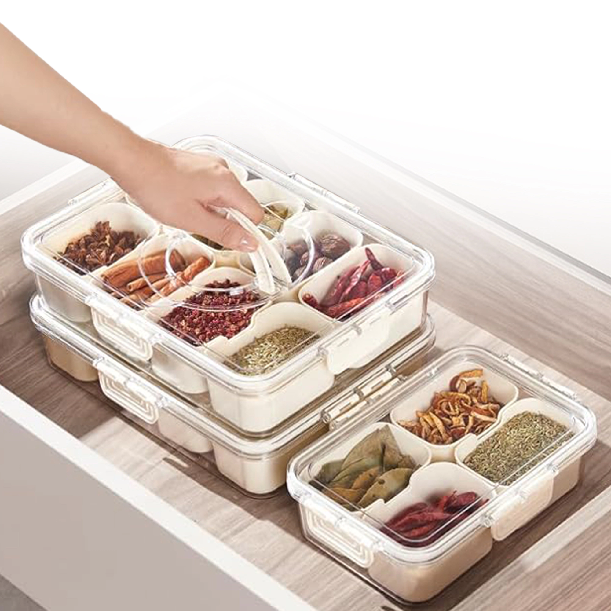 Cheer Collection Airtight Food Storage Container with 8 Removable Baskets and Foldable Handle
