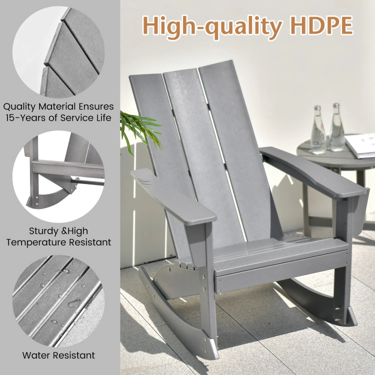 Hivvago Rocking Adirondack Chair with Ergonomic Curved Back for Patio or Balcony