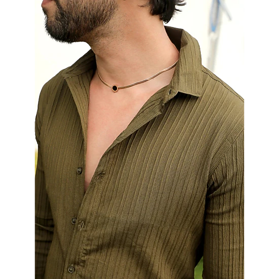Self-Design Striped Shirt