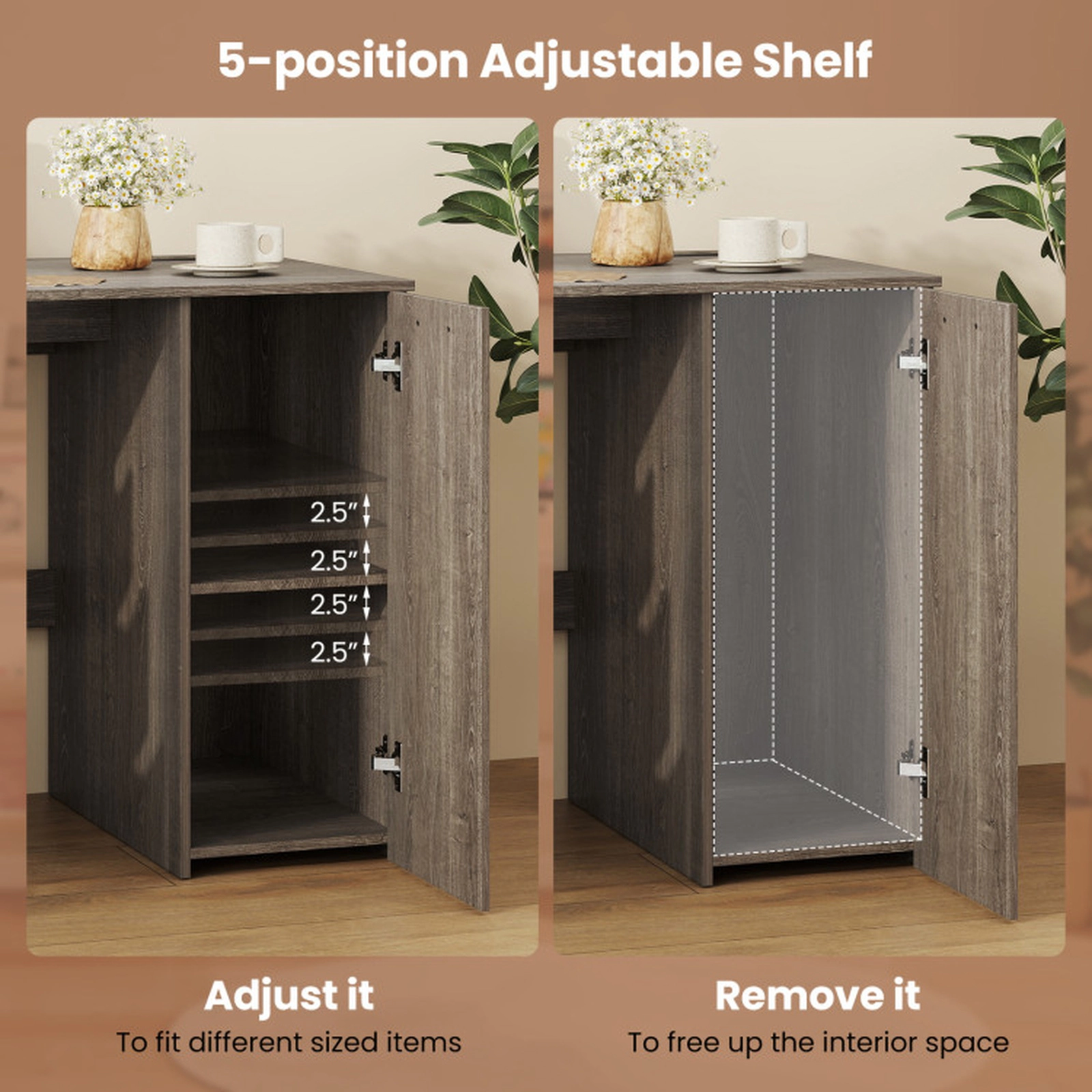 SUGIFT Gray Power Outlets 4 Storage Drawers and Adjustable Shelf 53 Inch Computer Desk