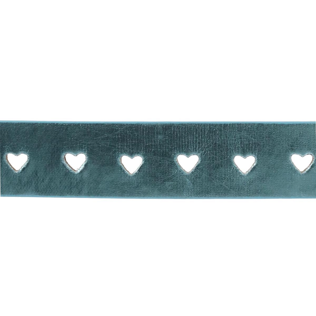 CTM Women's Metallic Heart Punched Belt with Buckle