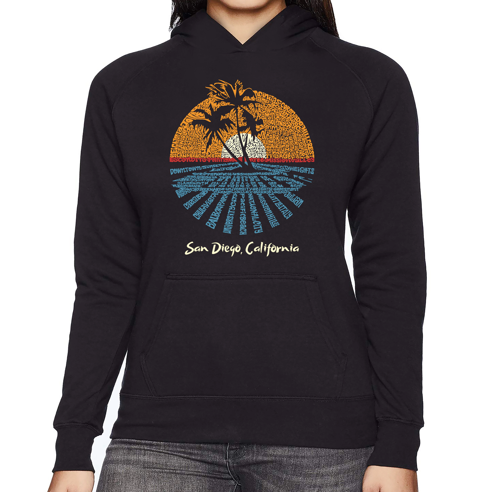 LA Pop Art Cities San Diego - Women's Word Hooded Sweatshirt