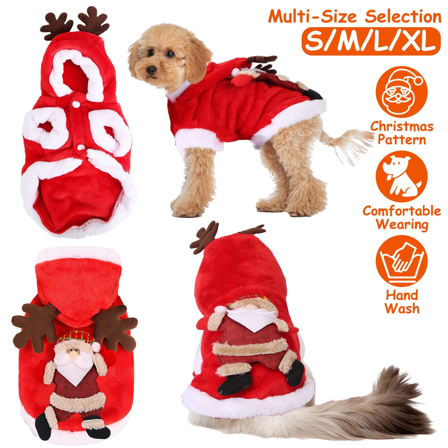 GBruno Santa Claus Pet Christmas Costume With Antlers