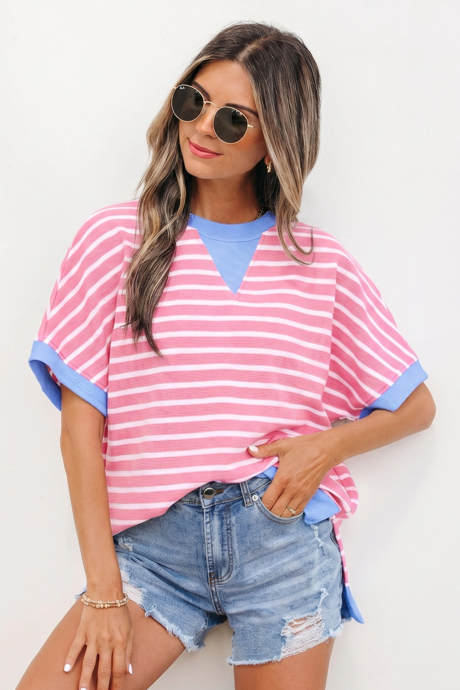Threaded Pear Kelly Loose Short Sleeve Top