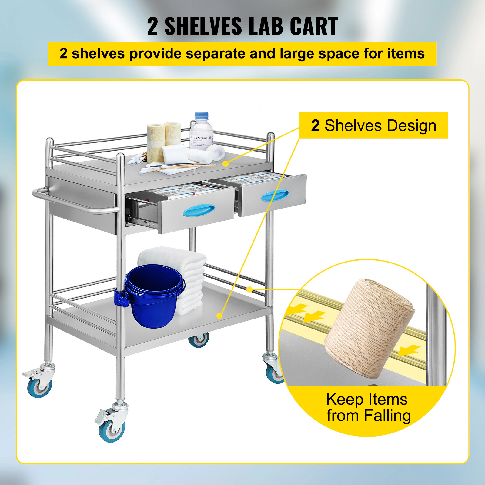 HONGGE Lab Cart Medical Cart with Cart for