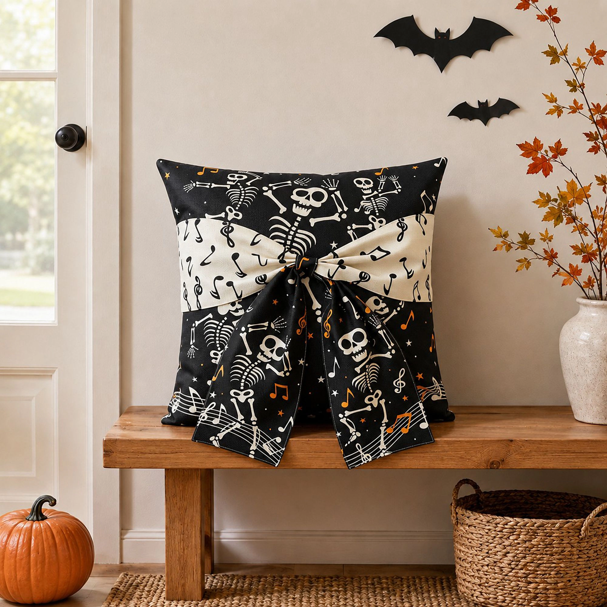 Alilang Halloween Decorative Bow Throw Pillow Cover 18 x