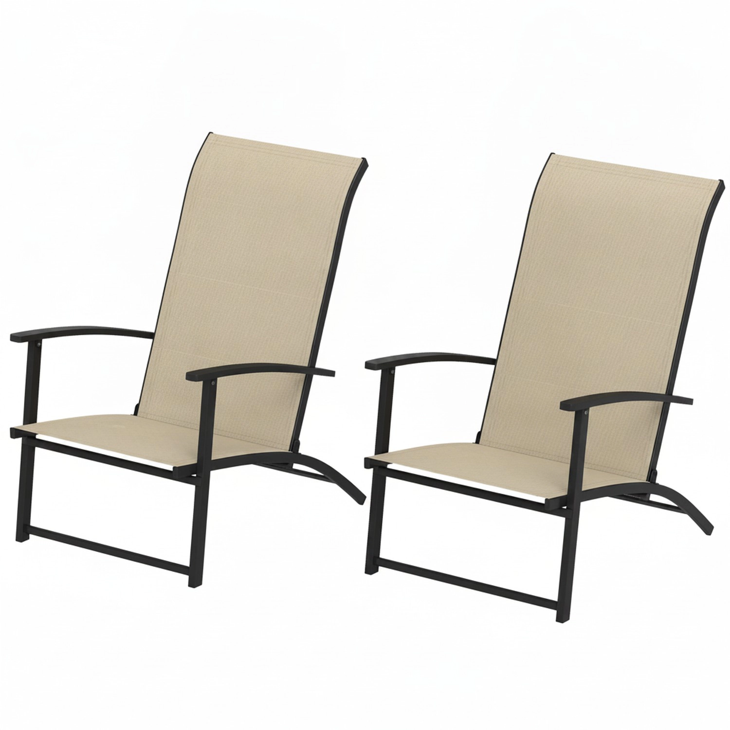 HONGGE Set of 2 Outdoor Dining Chairs with High Back Armrests Folding Patio for Lawn Camping