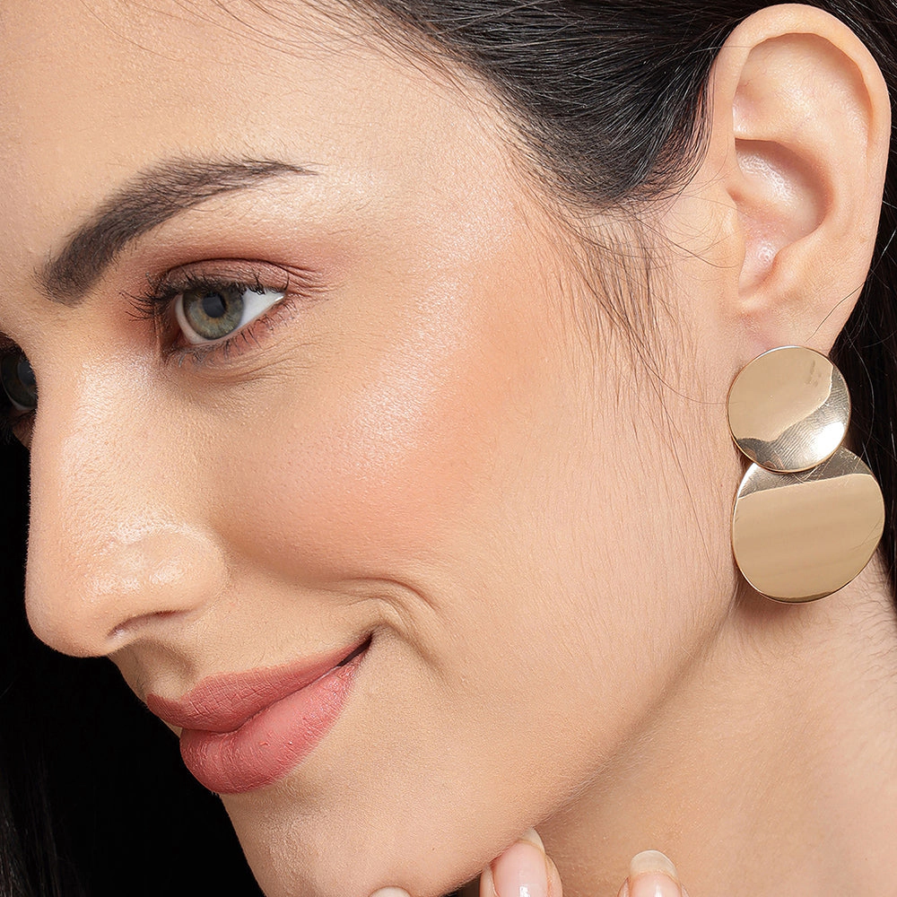 SOHI Women's Gold Circular Drop Earrings